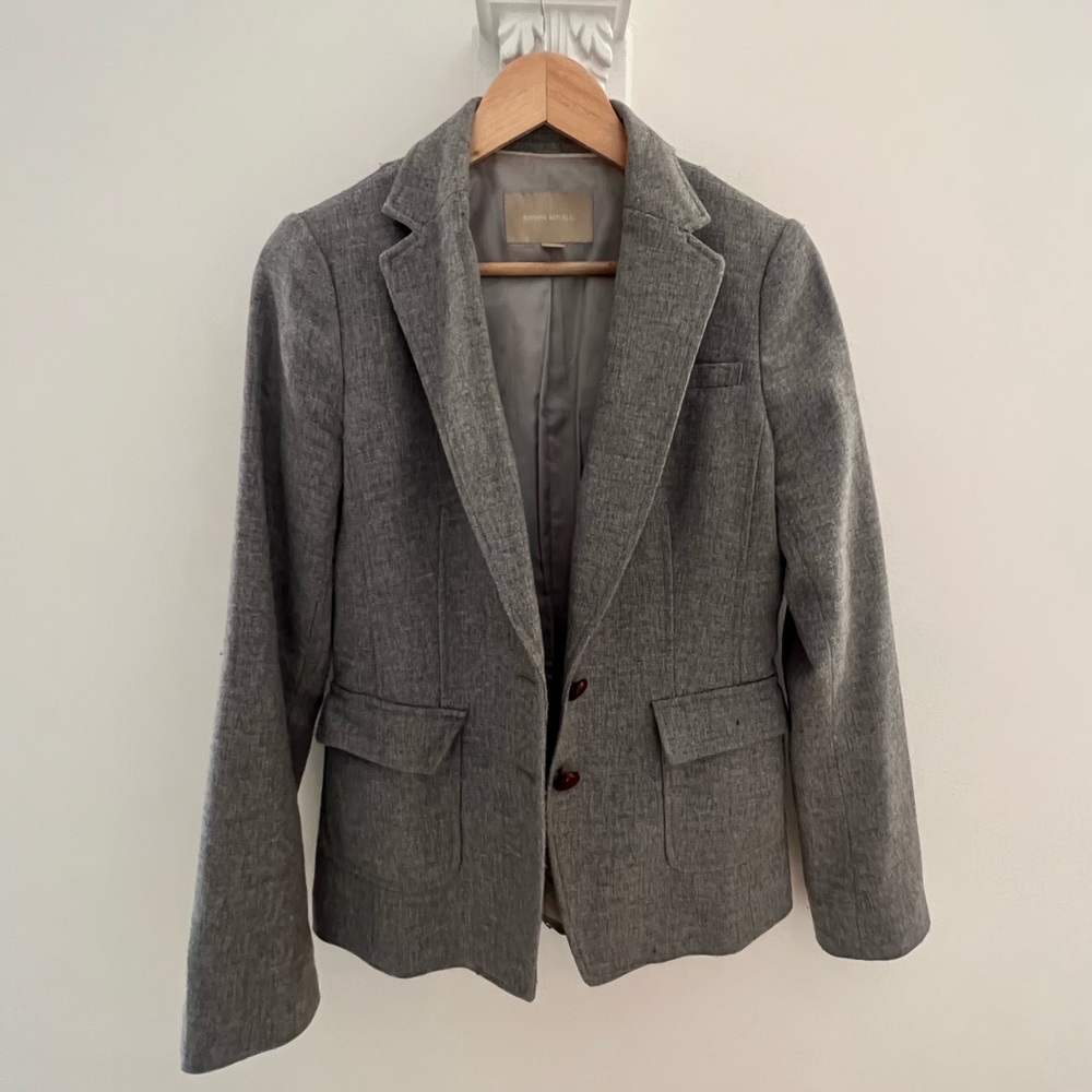 Banana Republic Grey Wool Blazer with Elbow Patches